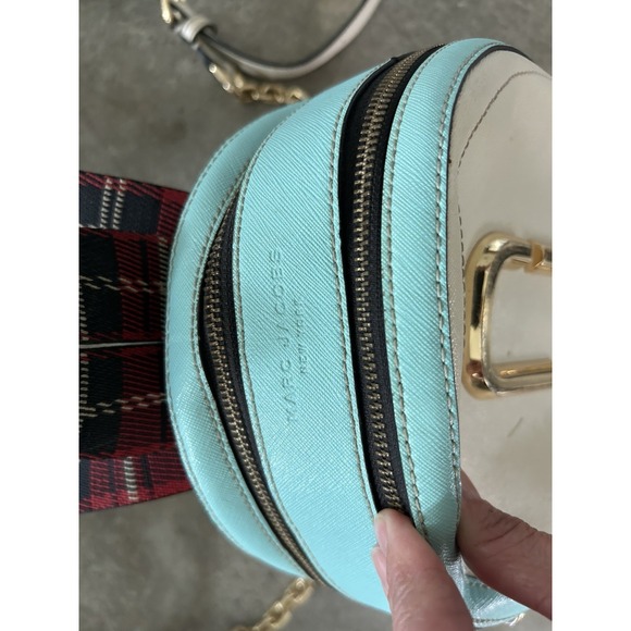 Marc Jacobs Cow Leather Snapshot Backpack Porcelain Multi Blue/Pink/Red  GUC main image 4